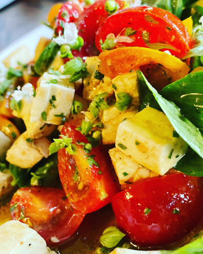 Cherry tomatoes fresh mozzarella basil balsamic olive oil salt and pepper