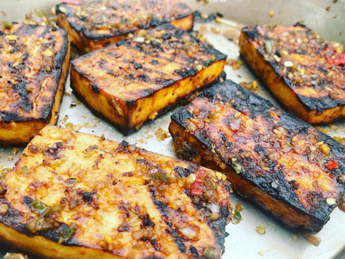 Grilled marinated tofu